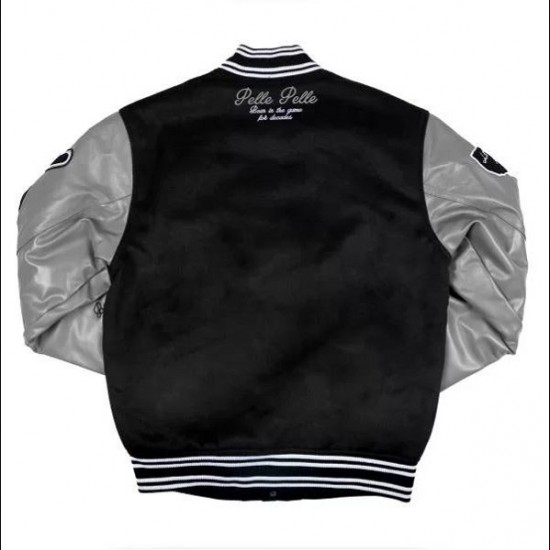 Pelle Pelle World Famous Black With Grey Varsity Jacket