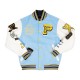 Pelle Pelle World Famous Blue Wool and Leather Varsity Jacket