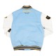 Pelle Pelle World Famous Blue Wool and Leather Varsity Jacket