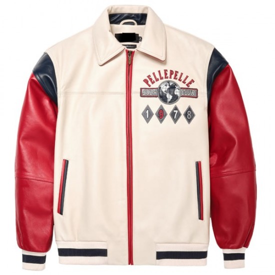 Pelle Pelle World Famous Soda Club Cream Red Leather Jacket