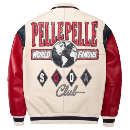 Pelle Pelle World Famous Soda Club Cream Red Leather Jacket