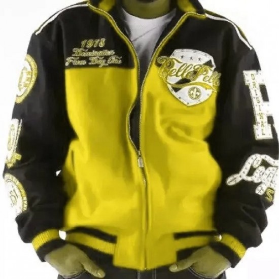 Pelle Pelle World Yellow Biker Varsity Jacket