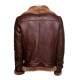 Phan's Brown Aviator bomber shearling jacket with a waist belt