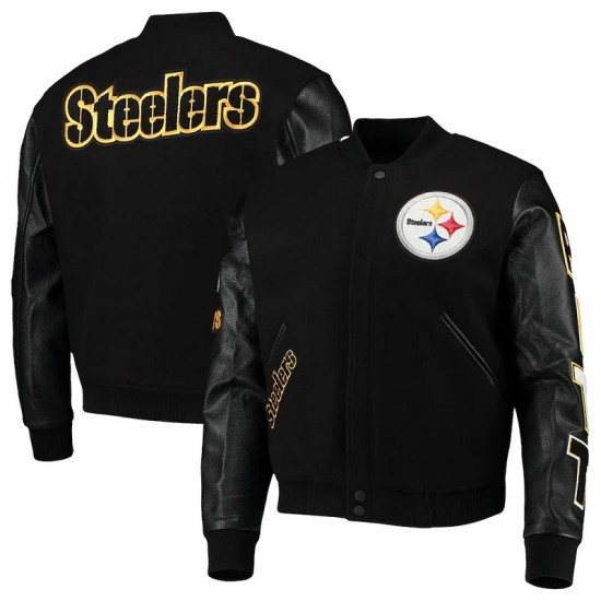 Pittsburgh Steelers Logo Black Letterman Jacket