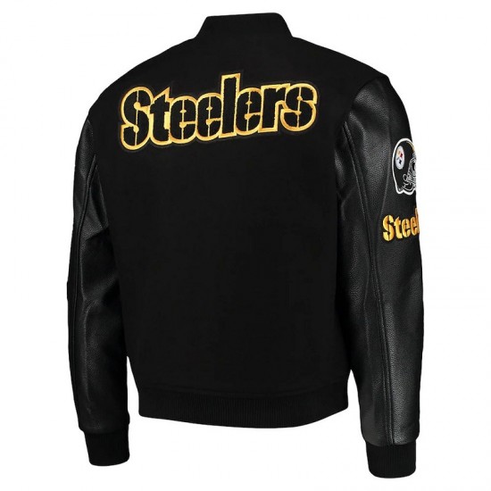 Pittsburgh Steelers Logo Black Letterman Jacket