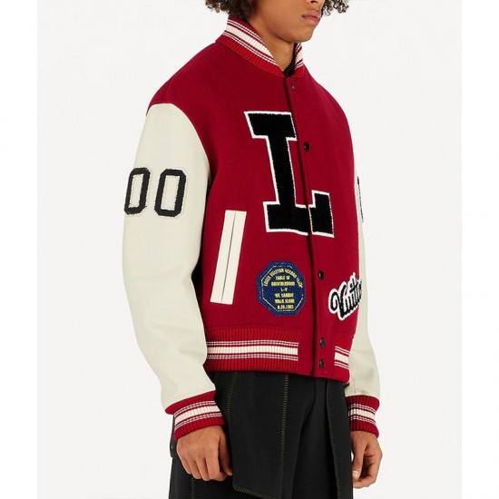 Pop Smoke LV Dreaming Red Varsity Jacket