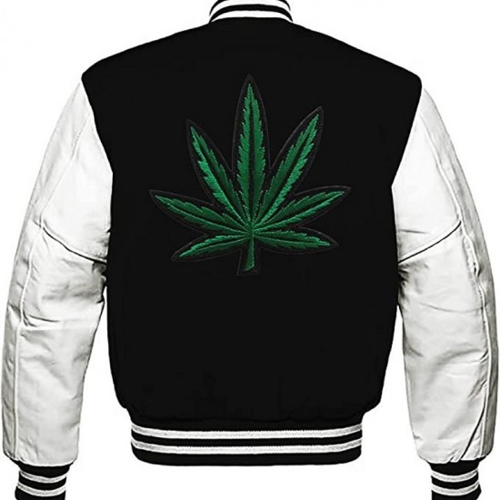 Pot Leaf Weed Cannabis Rastafarian High Times Black Varsity Jacket