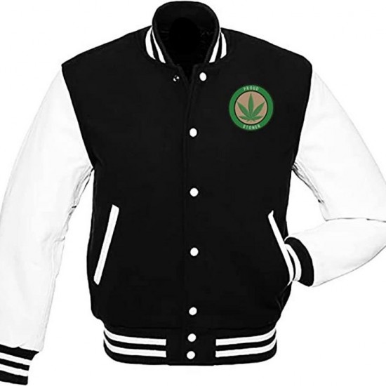 Pot Leaf Weed Cannabis Rastafarian High Times Black Varsity Jacket