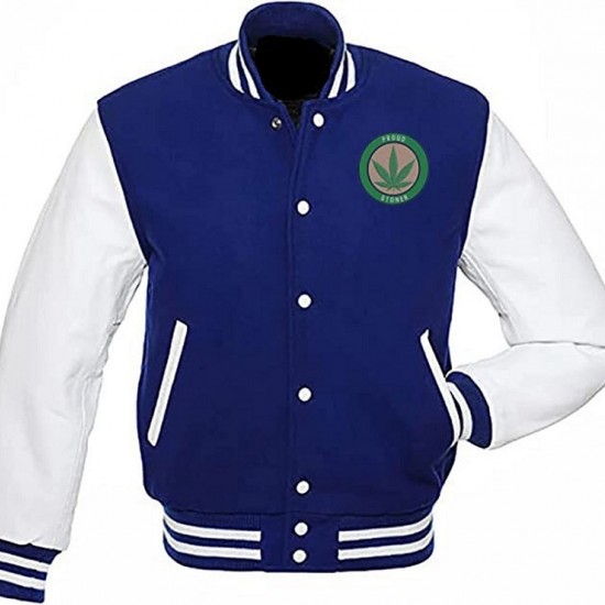 Pot Leaf Weed Cannabis Rastafarian High Times Blue Varsity Jacket