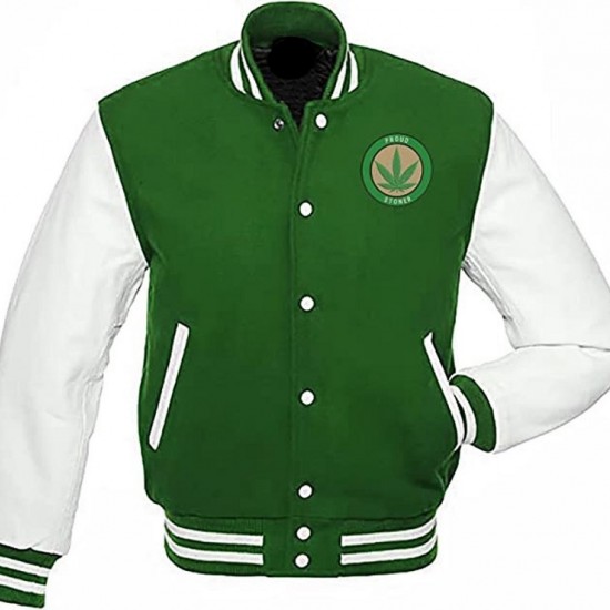 Pot Leaf Weed Cannabis Rastafarian High Times Green Varsity Jacket