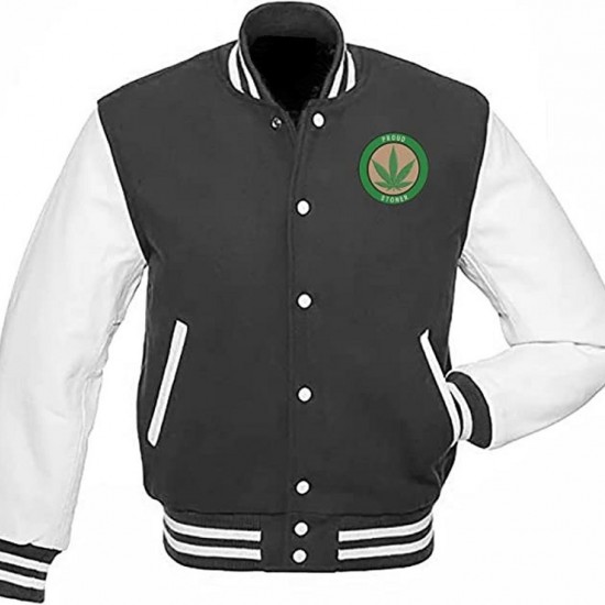 Pot Leaf Weed Cannabis Rastafarian High Times Grey Varsity Jacket