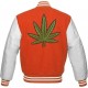 Pot Leaf Weed Cannabis Rastafarian High Times Orange Varsity Jacket