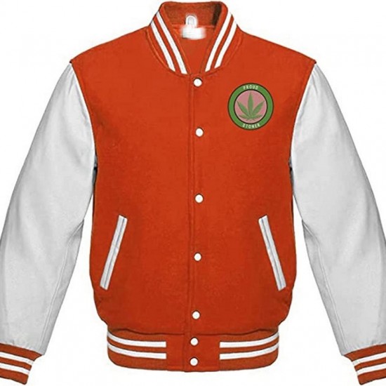 Pot Leaf Weed Cannabis Rastafarian High Times Orange Varsity Jacket