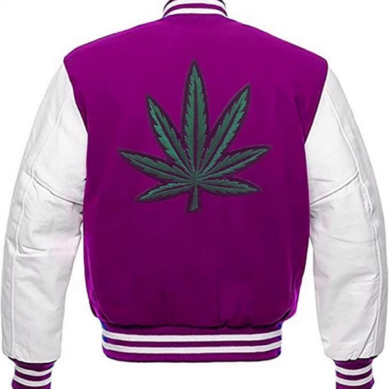 Pot Leaf Weed Cannabis Rastafarian High Times Purple Varsity Jacket