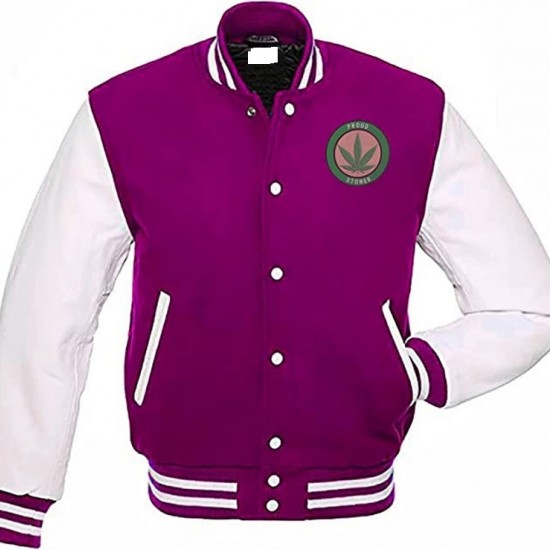 Pot Leaf Weed Cannabis Rastafarian High Times Purple Varsity Jacket