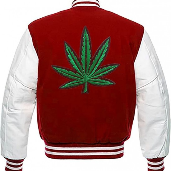 Pot Leaf Weed Cannabis Rastafarian High Times Red Varsity Jacket