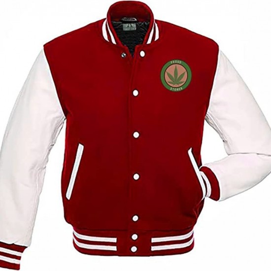 Pot Leaf Weed Cannabis Rastafarian High Times Red Varsity Jacket