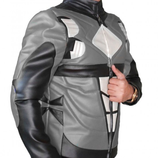 Power Ranger RPM Motorcycle Grey Look Leather Jacket