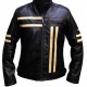 Mens Quilted Cafe Racer Biker Black New Leather Jacket