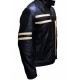 Mens Quilted Cafe Racer Biker Black New Leather Jacket