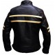 Mens Quilted Cafe Racer Biker Black New Leather Jacket