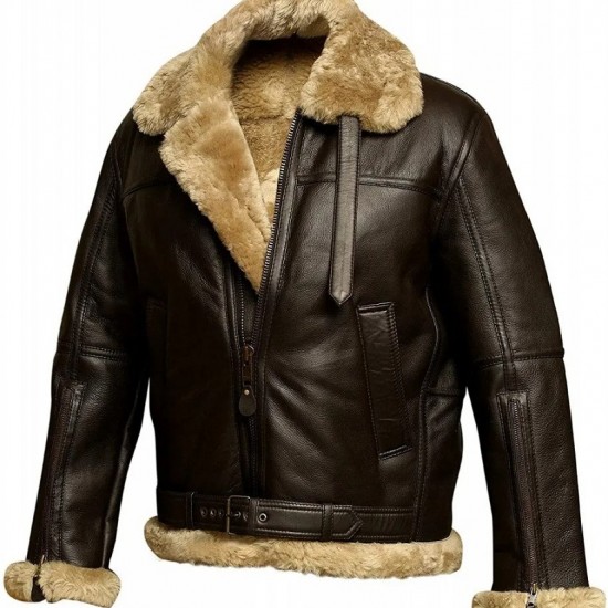 RAF Bomber Ginger Aviator British Sheepskin Shearling Leather Jacket