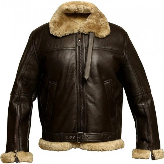 RAF Bomber Ginger Aviator British Sheepskin Shearling Leather Jacket