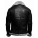 Mens Black RAF Aviator B3 Shearling Fur Collared Real Sheepskin Leather Jacket