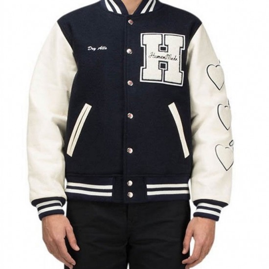 Race Human Made Letterman Black and White Jacket