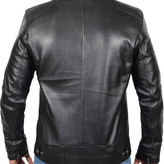 Real Lambskin Motorcycle Style Men's Leather Jacket