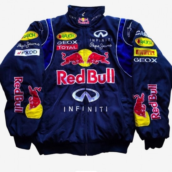 Red Bull Embroidered Blue Nascar Vintage Jacket