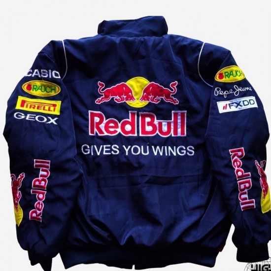 Red Bull Embroidered Blue Nascar Vintage Jacket