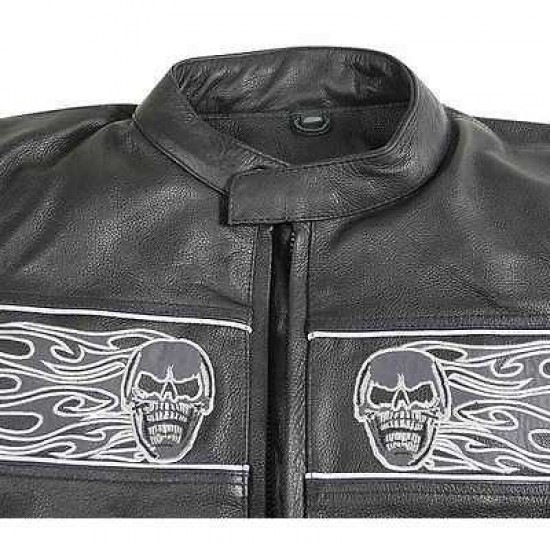 New Men's Harley Davidson Skull Cowhide Real Leather Motorcycle Jacket