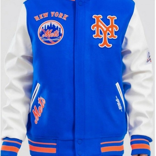 Retro Classic NY Mets Royal Blue Wool Varsity Jacket