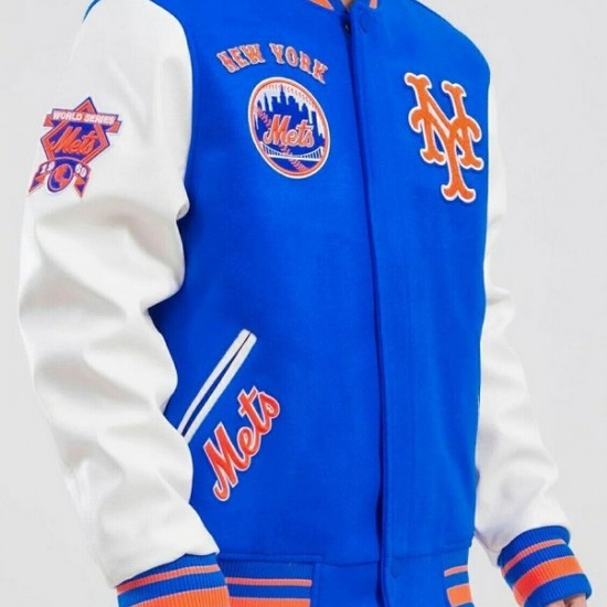 Retro Classic NY Mets Royal Blue Wool Varsity Jacket