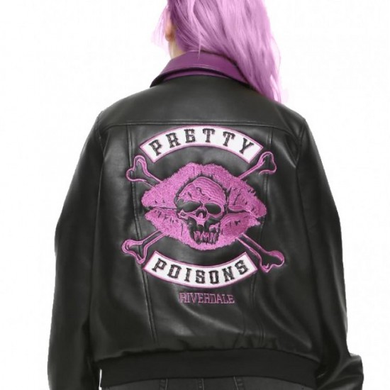 Riverdale Pretty Poisons Skull Kiss Girls Black Leather Jacket