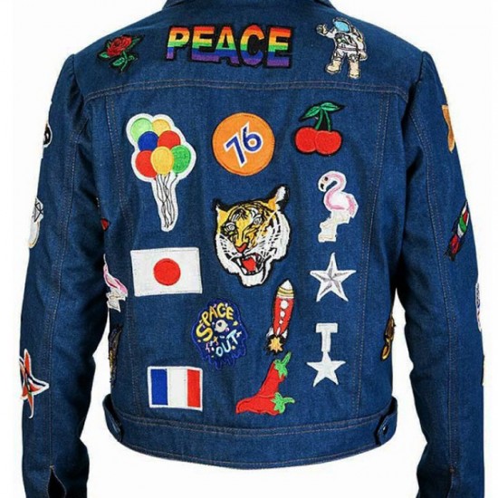 Rocketman Elton John Blue Denim Jacket with Patches