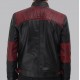 Rollins Mens Black and Maroon Cafe Leather Jacket