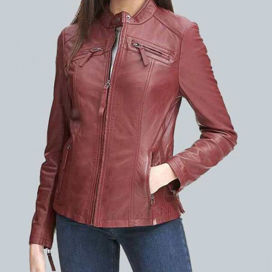 Rosemere Womens Red Casual Leather Jacket