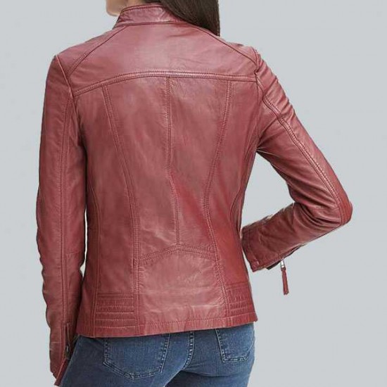 Rosemere Womens Red Casual Leather Jacket