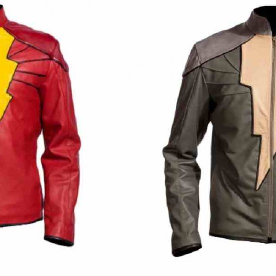 Shazam Captain Logo Leather Jacket