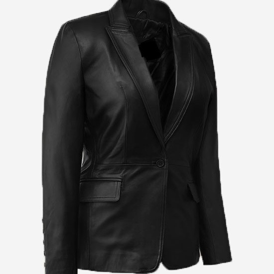 Scarlett Johansson Winter Soldier Black Leather Blazer