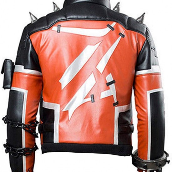 Slasher 76 Black and Orange Biker Leather Jacket