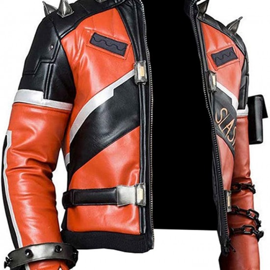 Slasher 76 Black and Orange Biker Leather Jacket