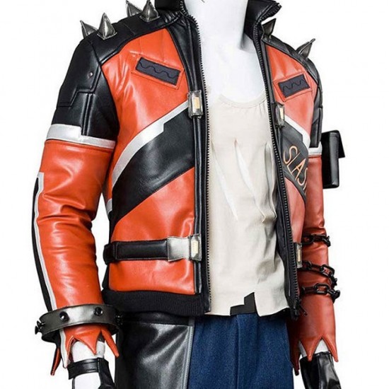 Slasher 76 Black and Orange Biker Leather Jacket