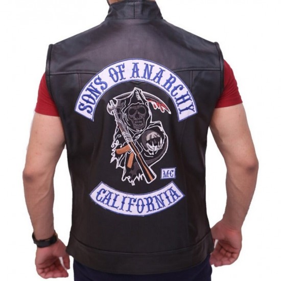 Sons Of Anarchy Motorcycle Biker Black Leather Vest