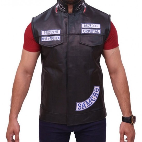 Sons Of Anarchy Motorcycle Biker Black Leather Vest