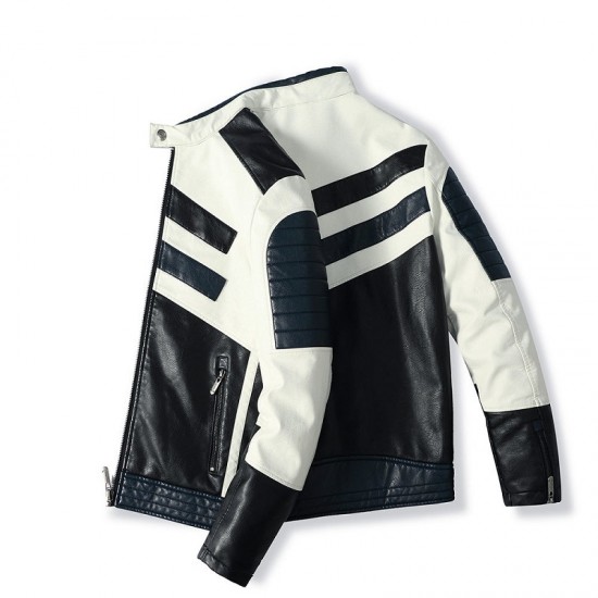 Sporty Leather Motorcycle Biker Speed Racing Jacket