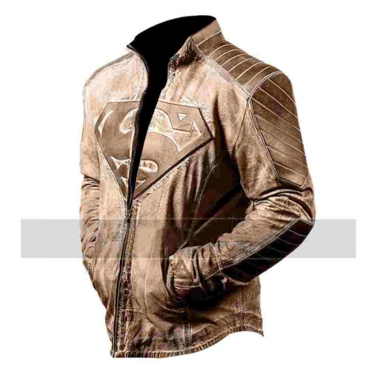 Stylish Superman Waxed Leather Jacket