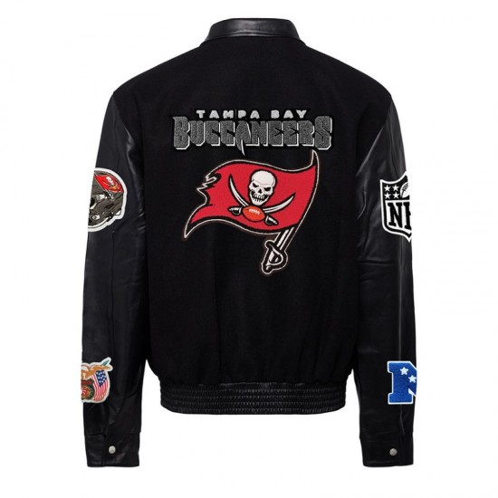 Tampa Bay Buccaneers Black Biker Varsity Jacket